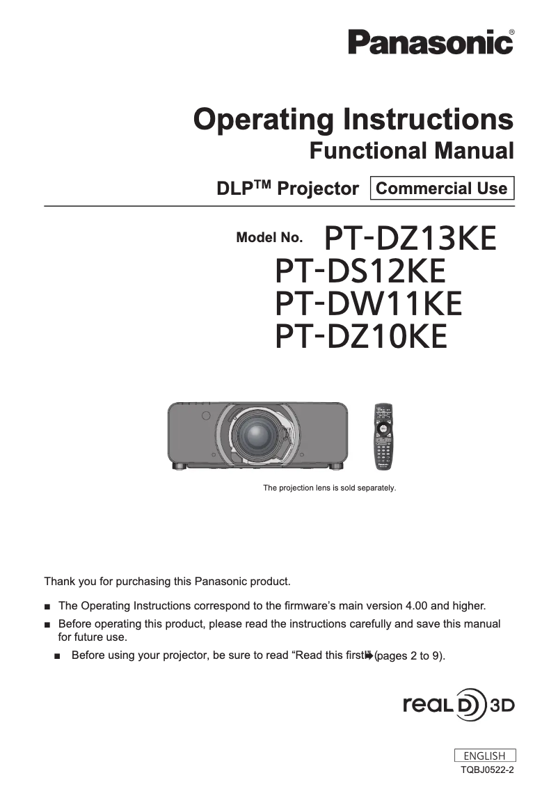 First page image of the manual for PT-DW11KE