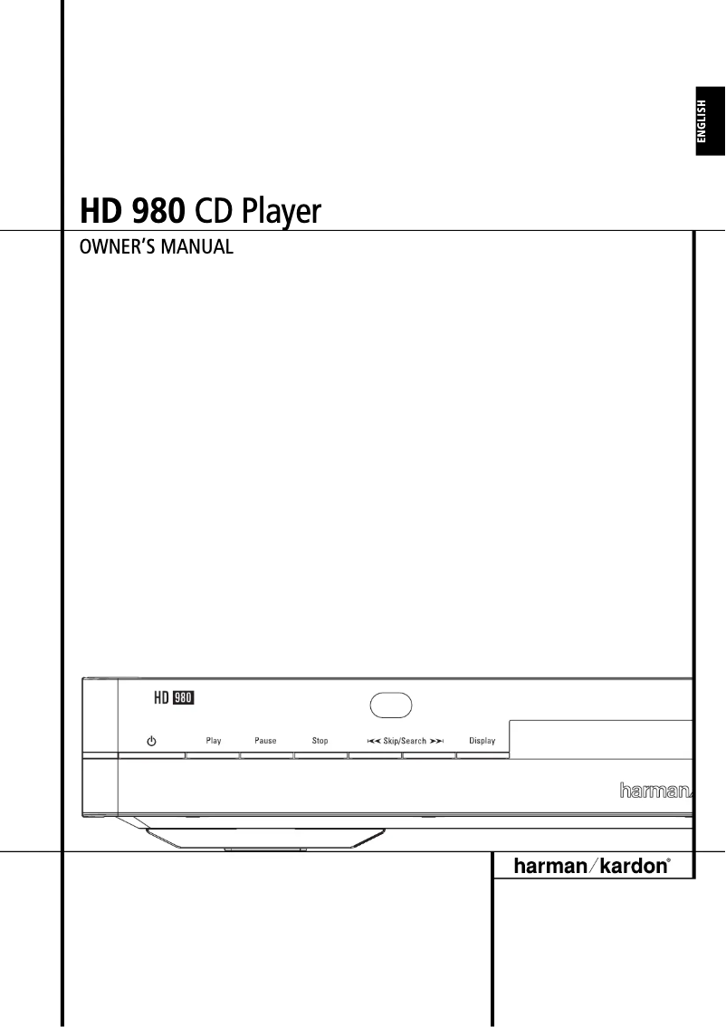 First page image of the manual for HD 980