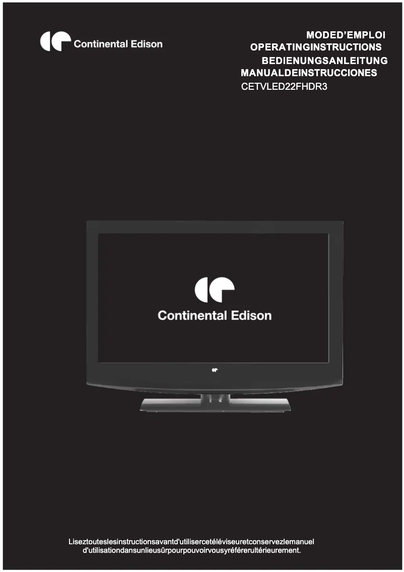 Page 1 of the manual User Manual Continental Edison CETVLED22FHDR3