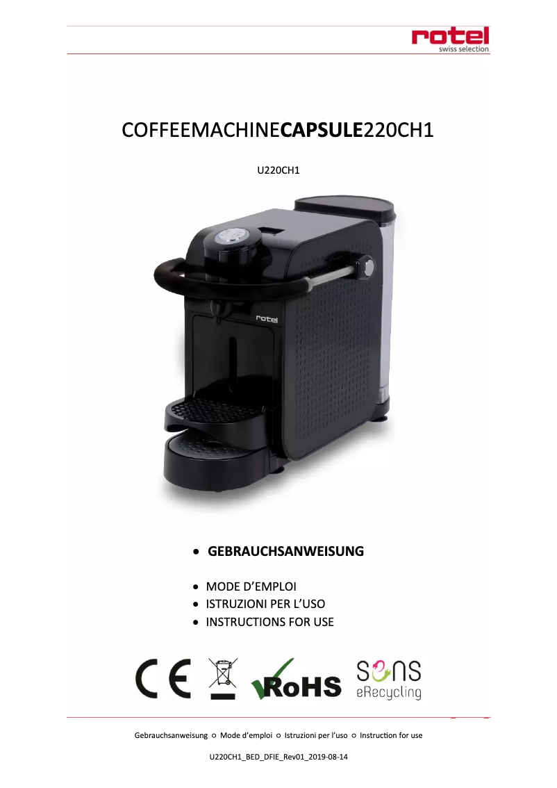 Page 1 of the manual User Manual Rotel U220CH1