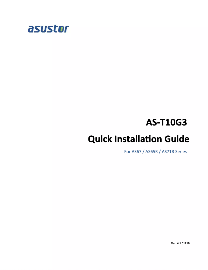 Page 1 of the manual User Manual Asustor AS-T10G3
