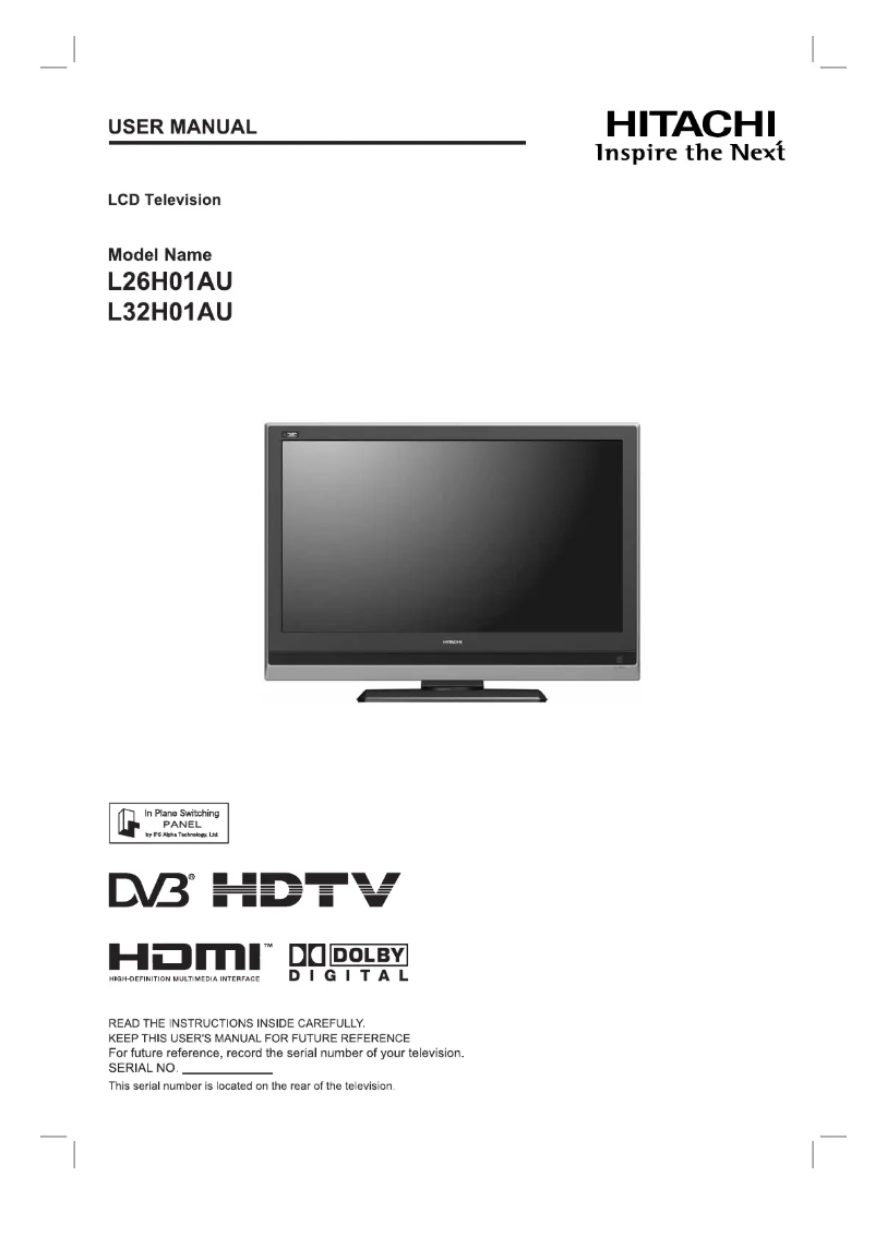 Page 1 of the manual Instruction Manual Hitachi L32H01AU