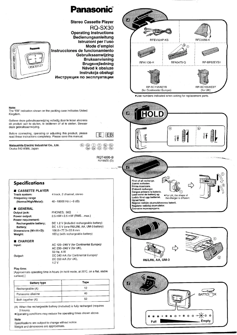Page 1 of the manual User Manual Panasonic RQ-SX30