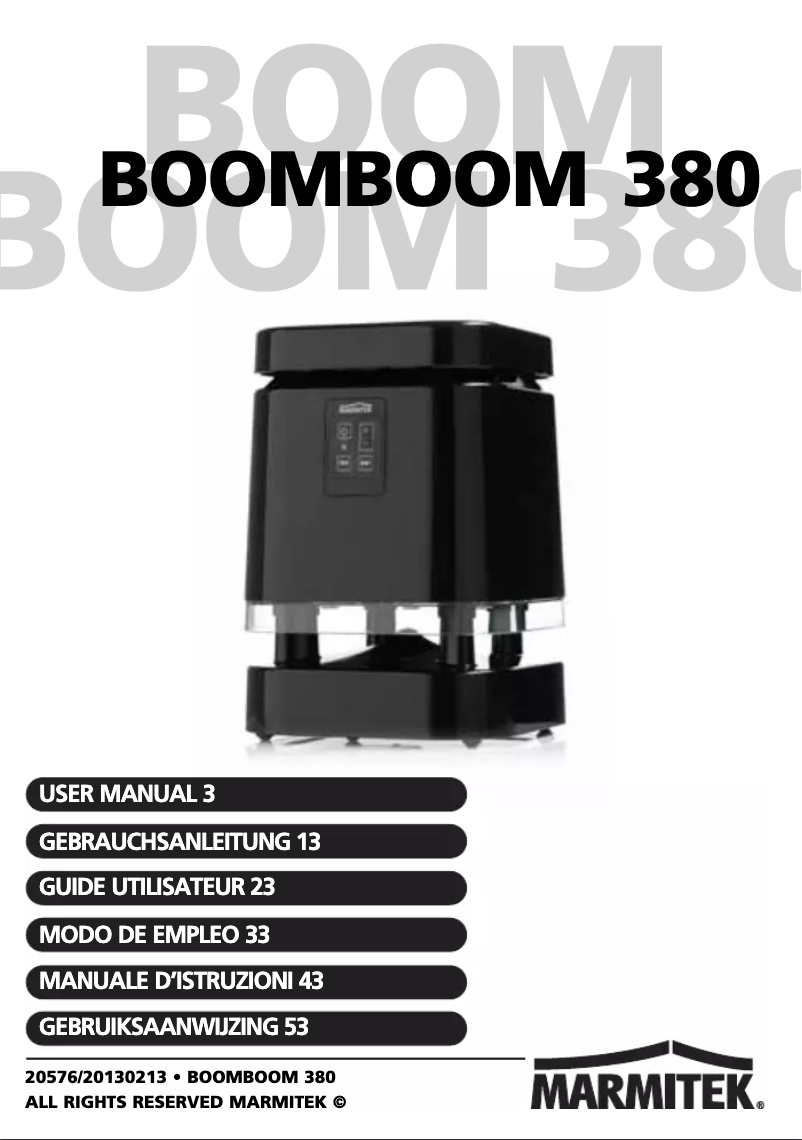 First page image of the manual for BoomBoom 380 XL