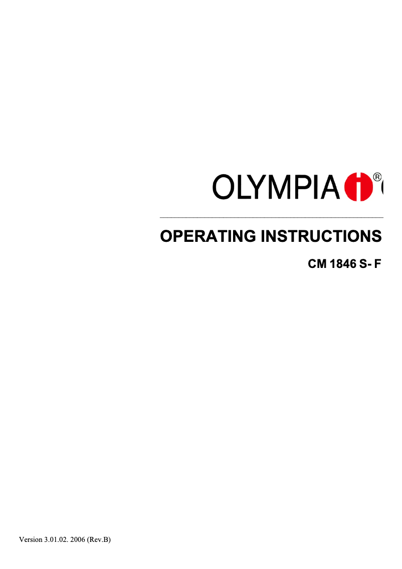 Page 1 of the manual User Manual Olympia CM 1846 S- F