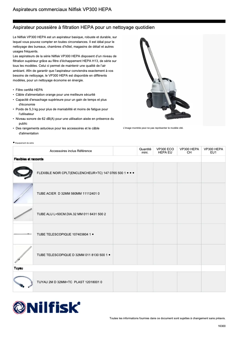 First page image of the manual for VP300 HEPA