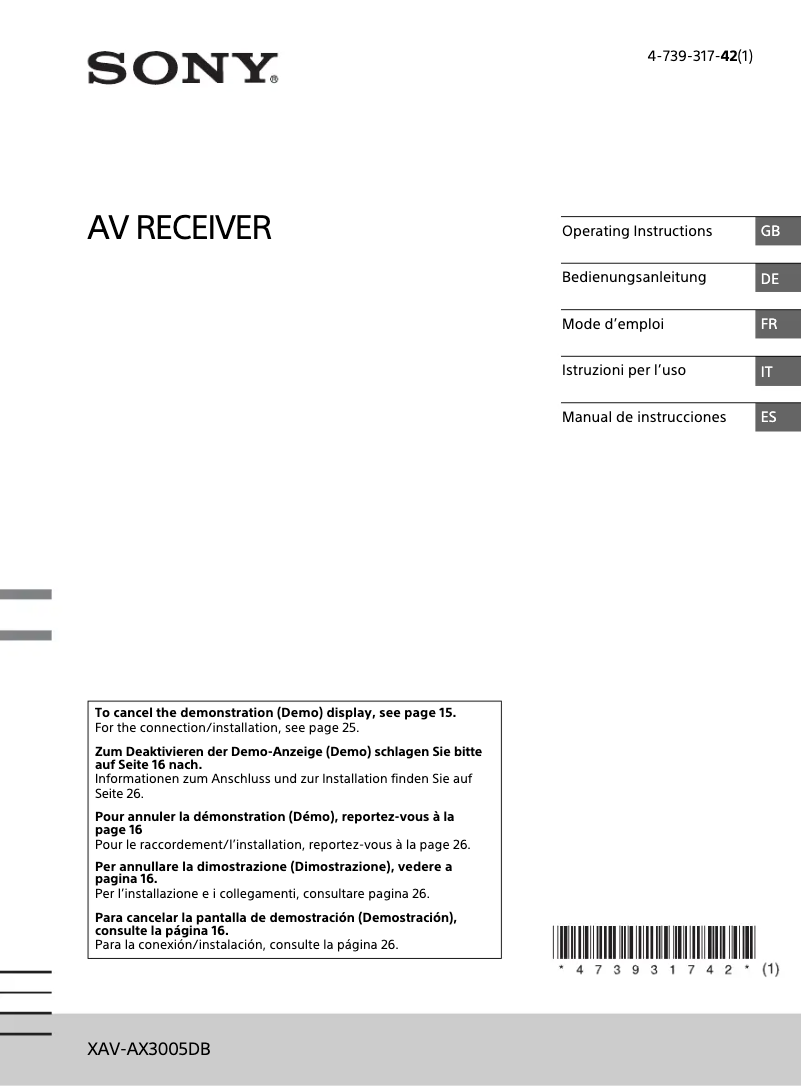 First page image of the manual for DSX-A310DAB