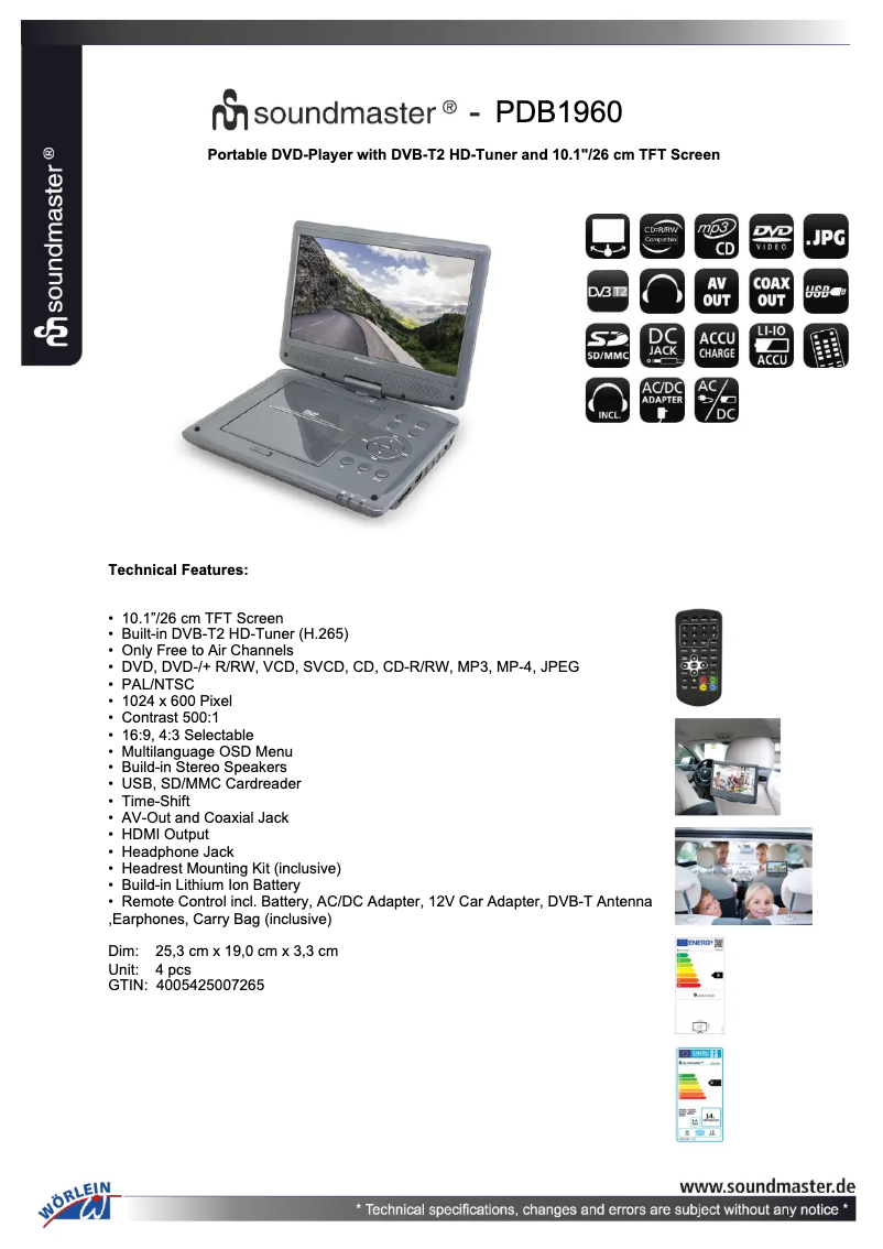 First page image of the manual for PDB1960