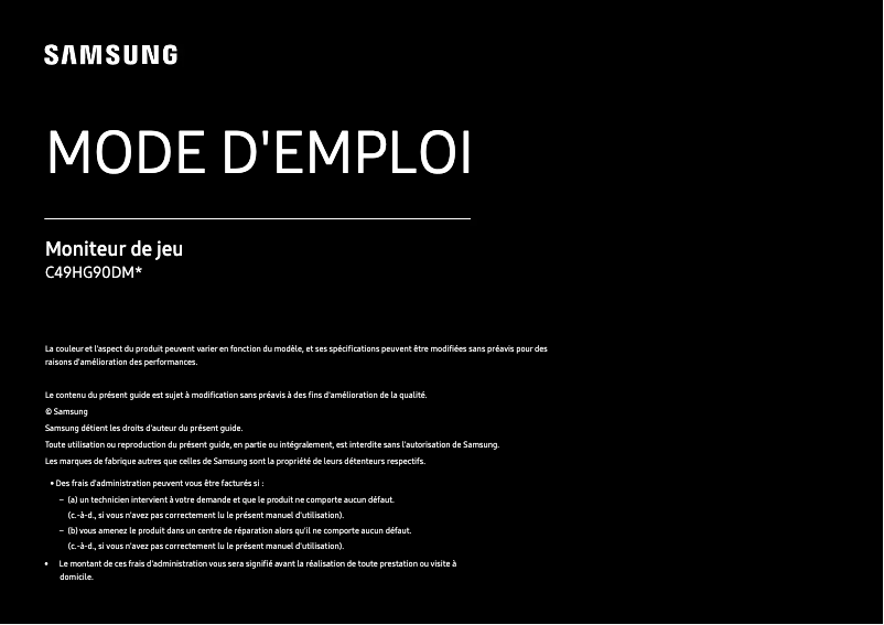 Page 1 of the manual User Manual Samsung C49HG90DMN