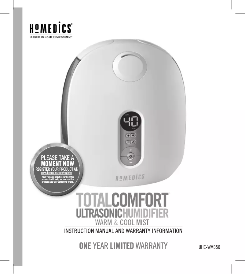 Page 1 of the manual User Manual Homedics UHE-WM350