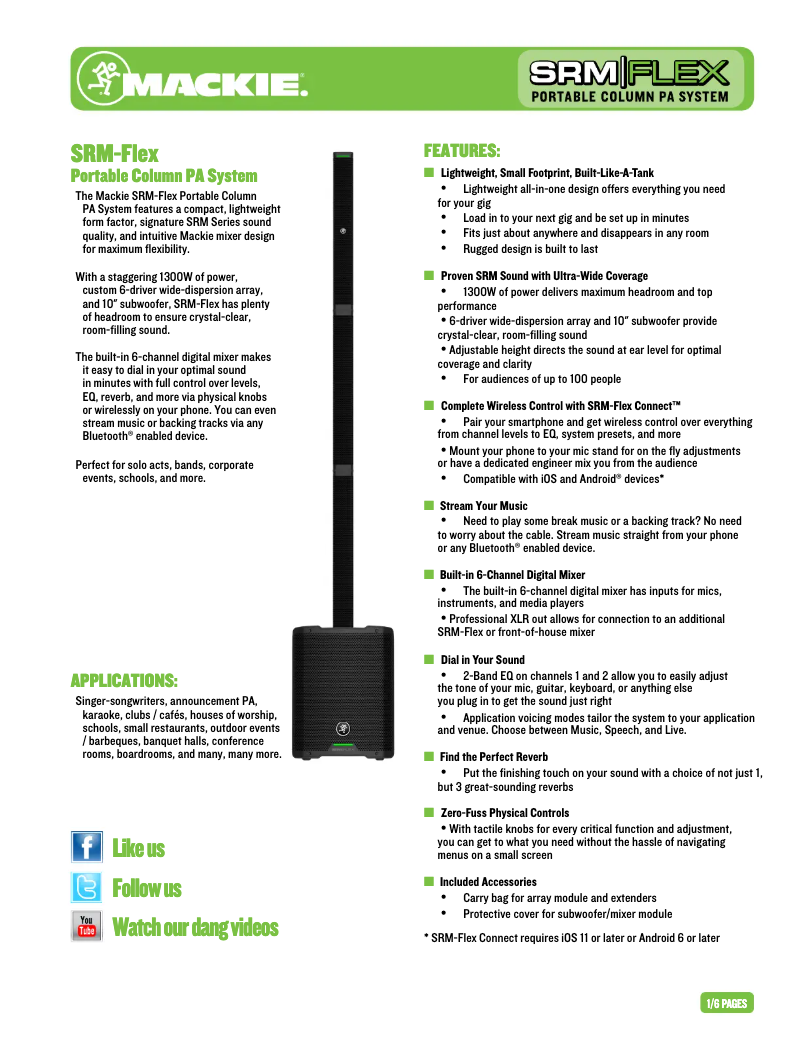 First page image of the manual for SRM-FLEX