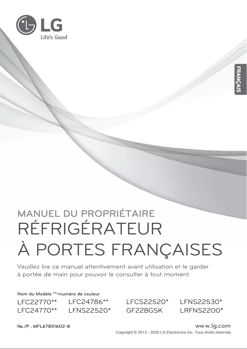 Page 1 of the manual User Manual LG LFC22770SW