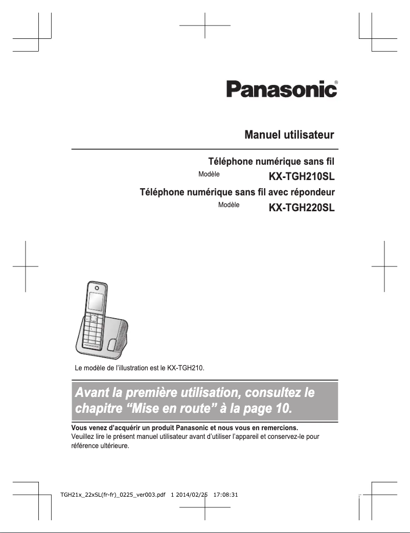 Page 1 of the manual User Manual Panasonic KX-TGH210SL