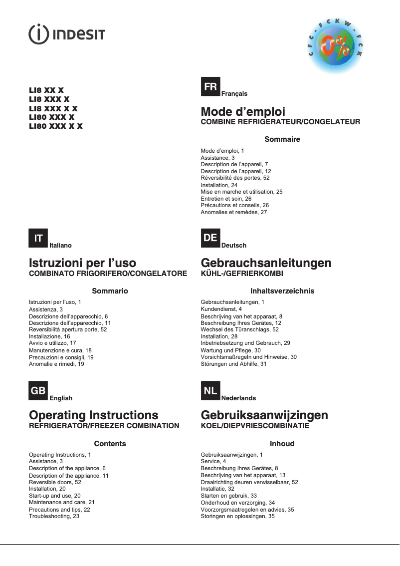 Page 1 of the manual Instruction Manual Indesit LI8 FF2 K