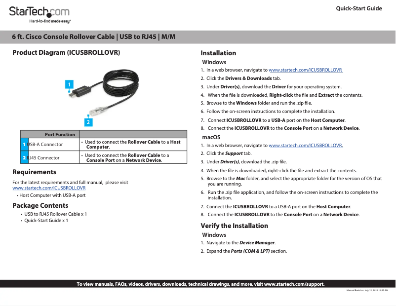 Page 1 of the manual User Manual StarTech.com ICUSBROLLOVR