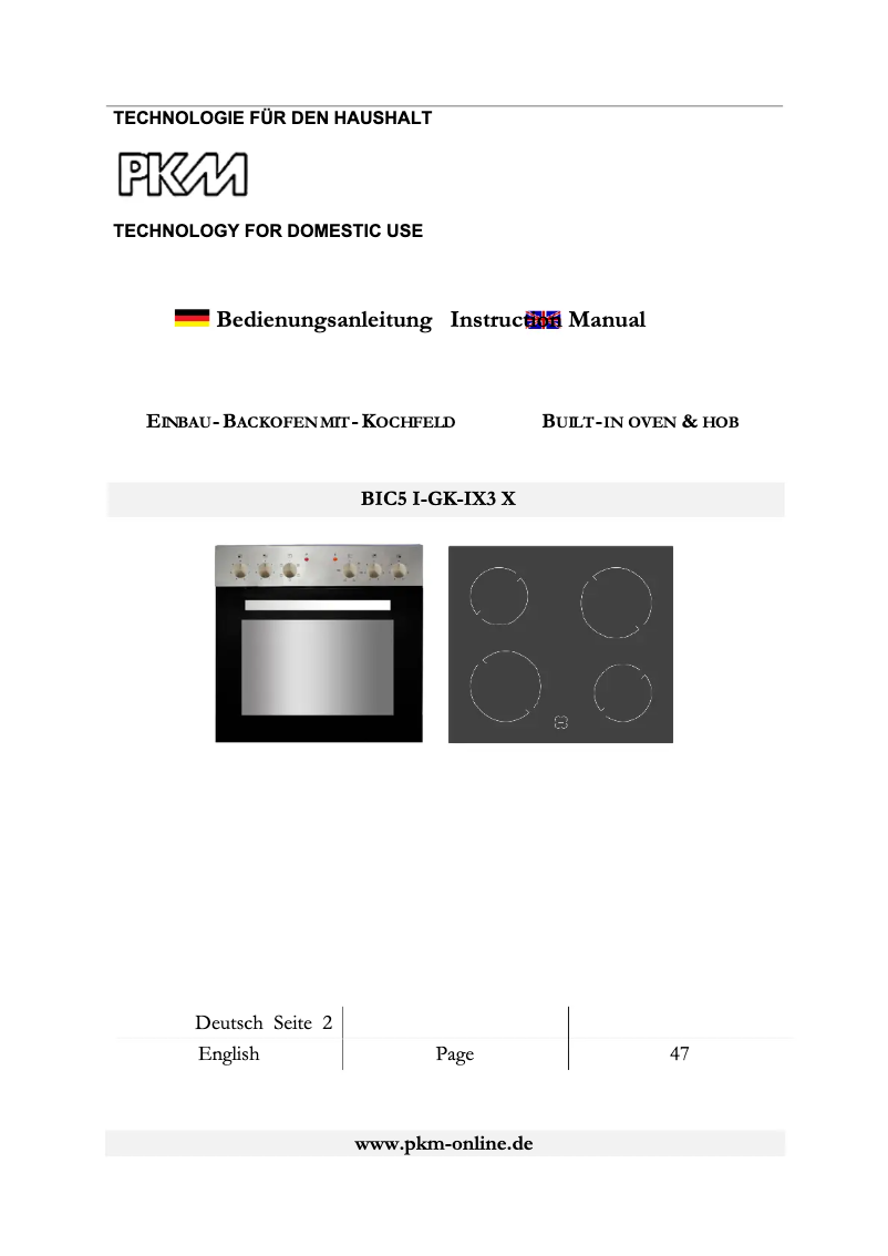 Page 1 of the manual User Manual PKM BIC5 I-GK-IX3 X