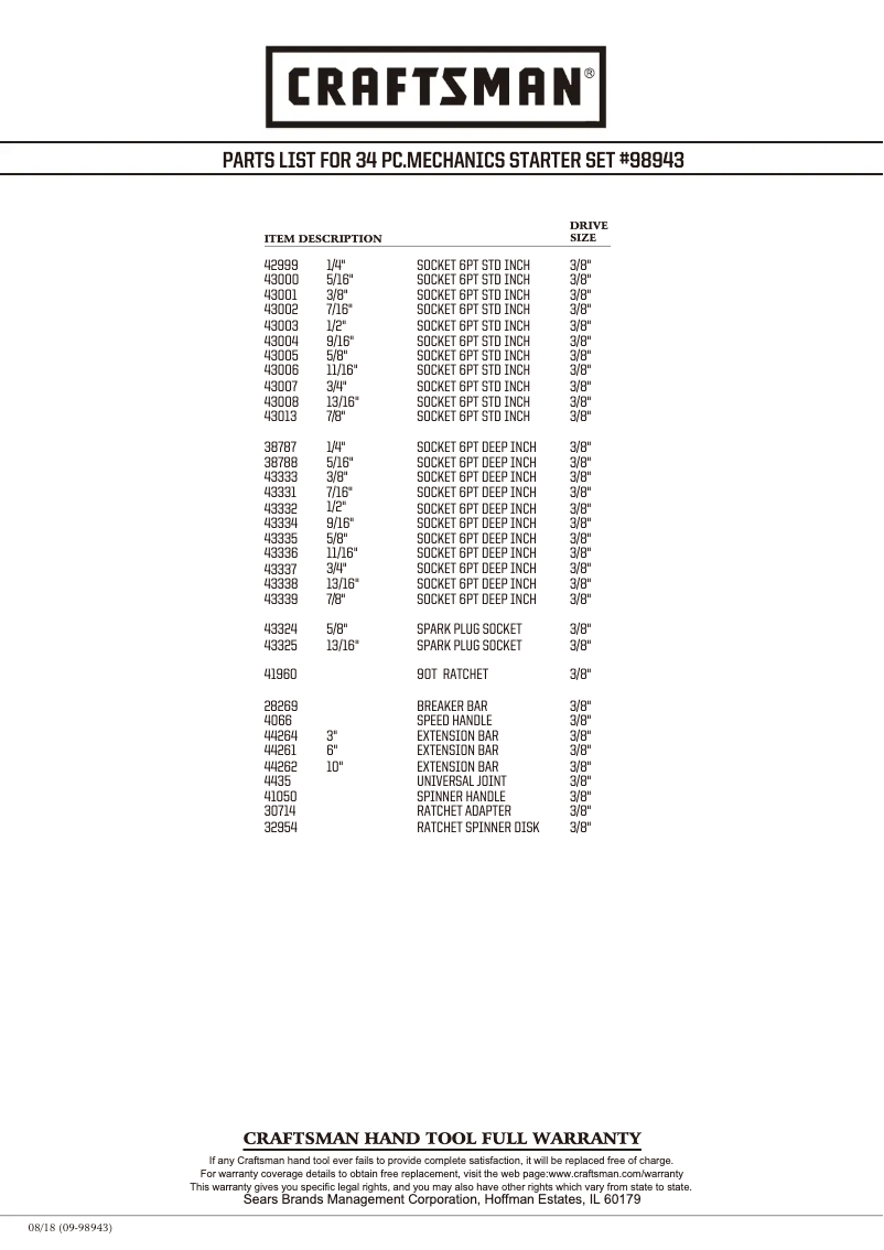 Page 1 of the manual User Manual Craftsman 70790
