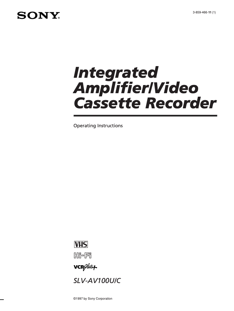 First page image of the manual for SLV-AV100U