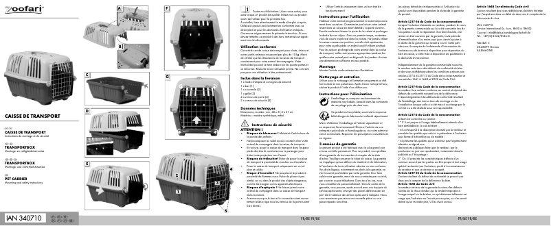 First page image of the manual for IAN 340710