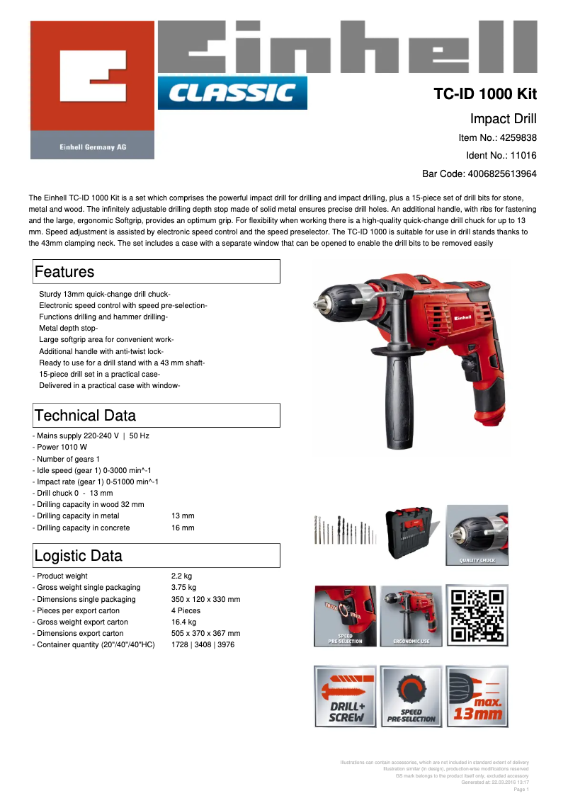 First page image of the manual for TC-ID 1000 Kit
