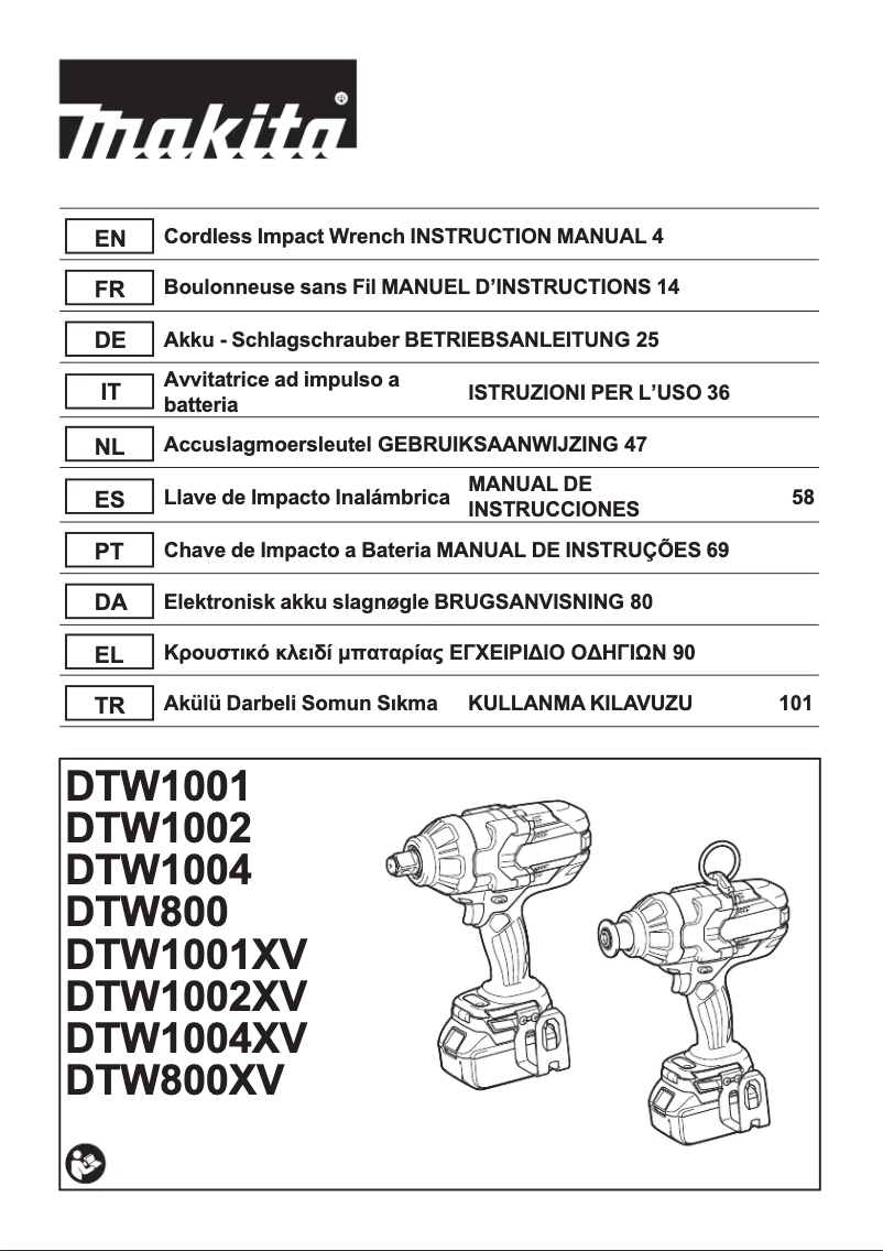 First page image of the manual for DTW1004