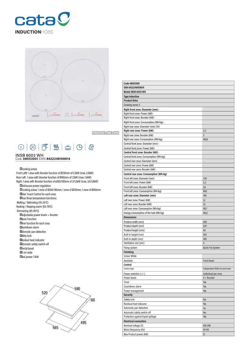 First page image of the manual for INSB 6003 WH