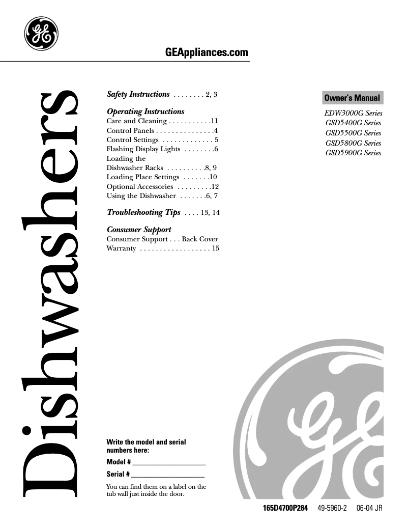 Page 1 of the manual Use and Maintenance Manual GE GSD5500GCC