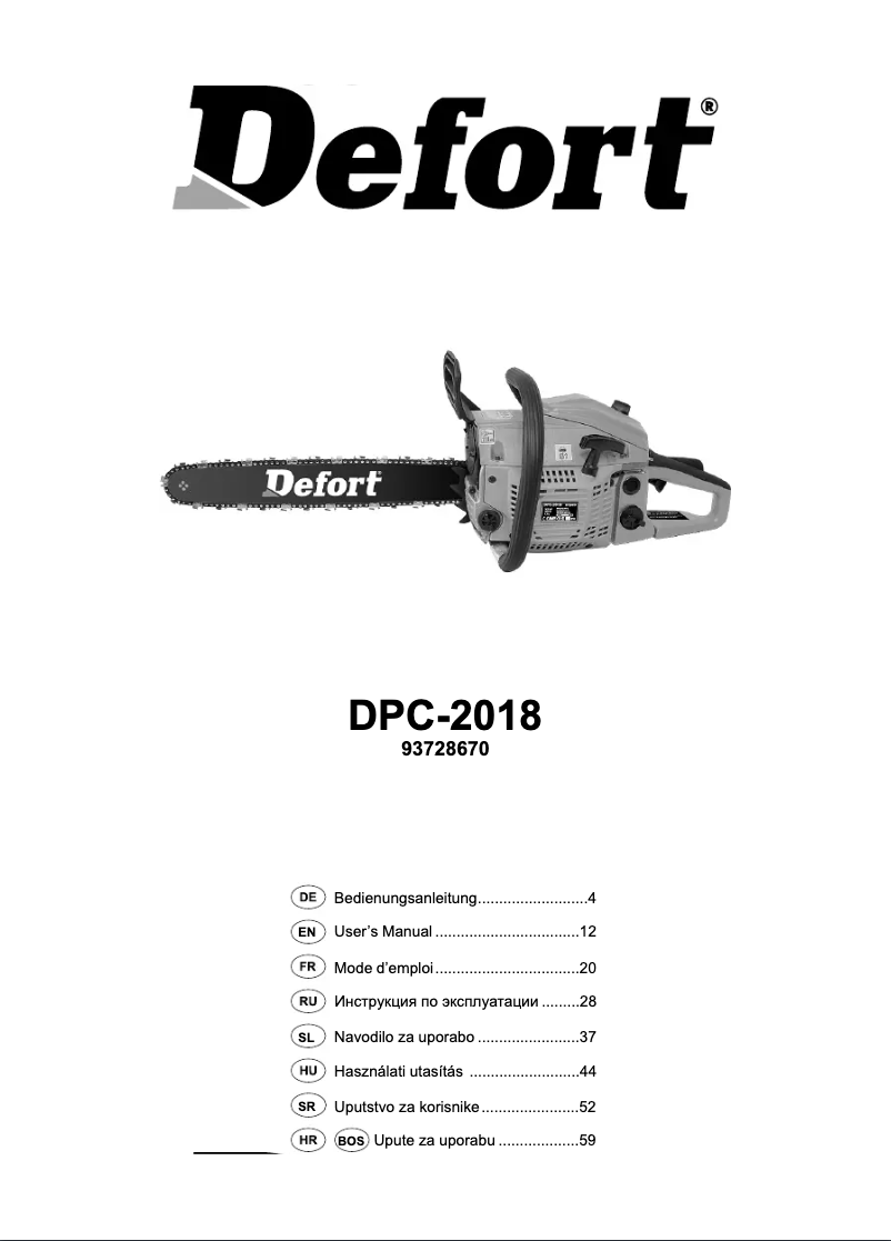 Page 1 of the manual User Manual Defort DPC-2018