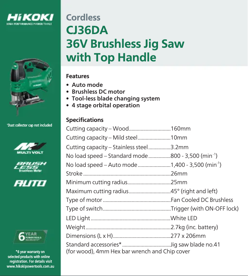 First page image of the manual for CJ36DA