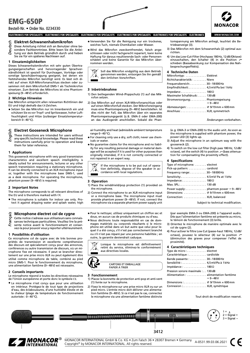 First page image of the manual for EMG-650P