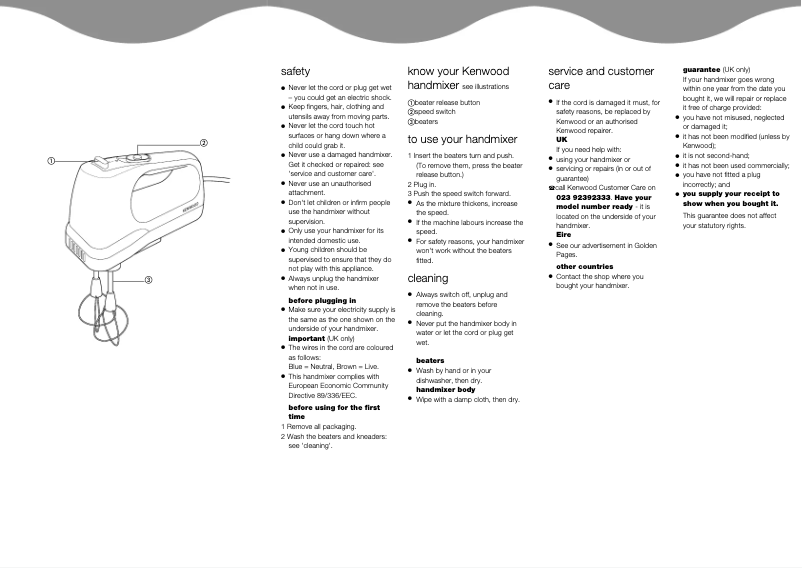 First page image of the manual for HM190