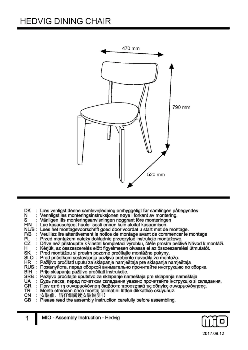 Page 1 of the manual User Manual Mio Hedvig
