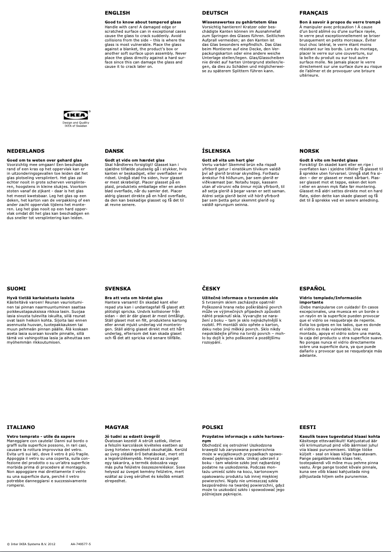 Page 1 of the manual User Manual Ikea BILLY 102.867.52