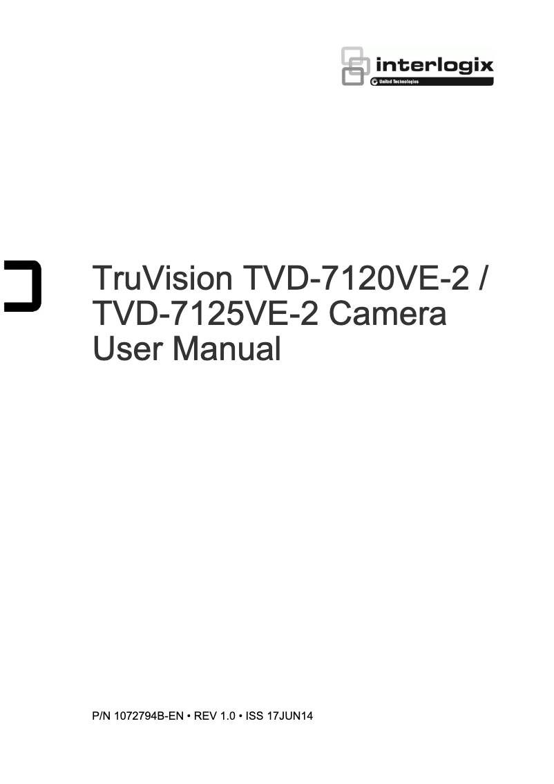 Page 1 of the manual User Manual Interlogix TruVision TVD-7125VE-2-N