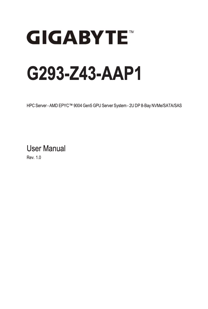 First page image of the manual for G293-Z43