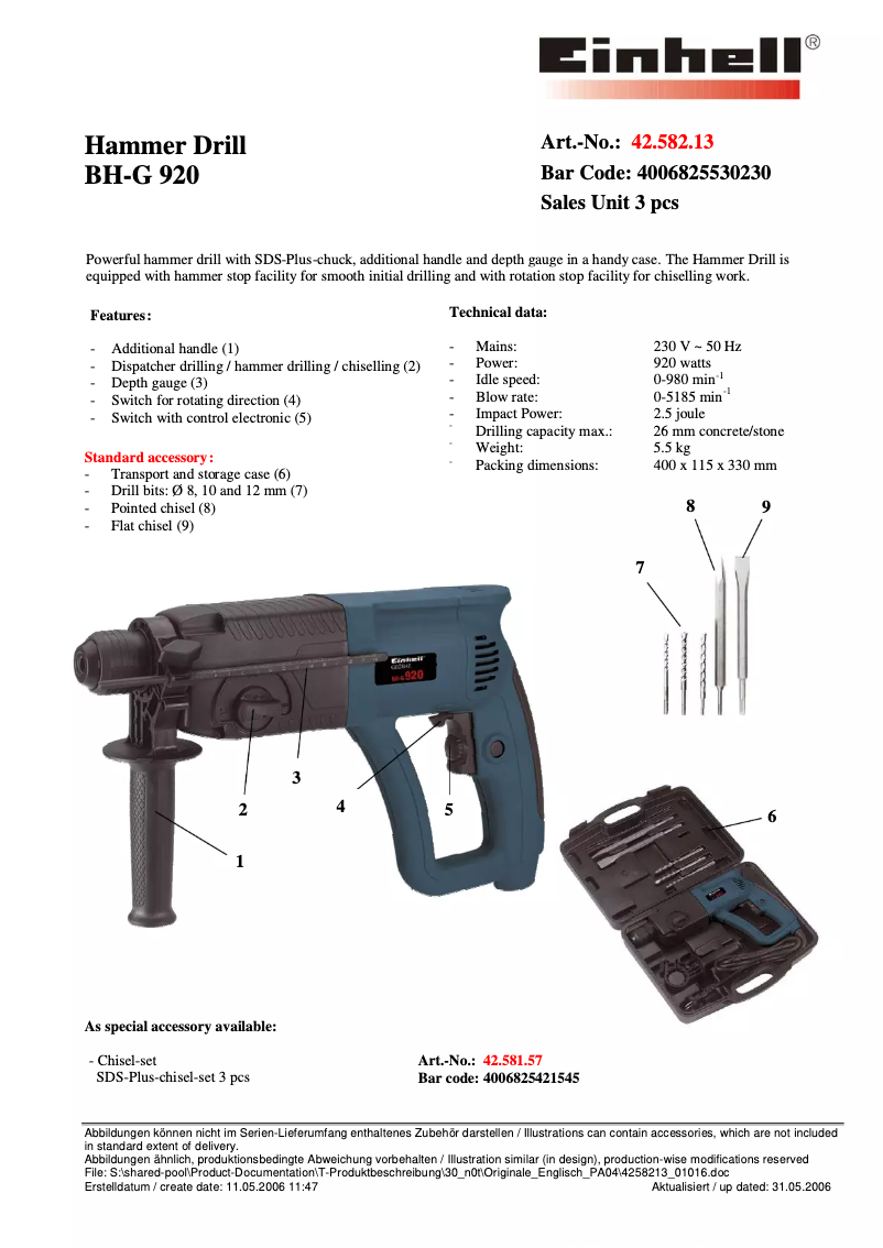 First page image of the manual for BH-G 920