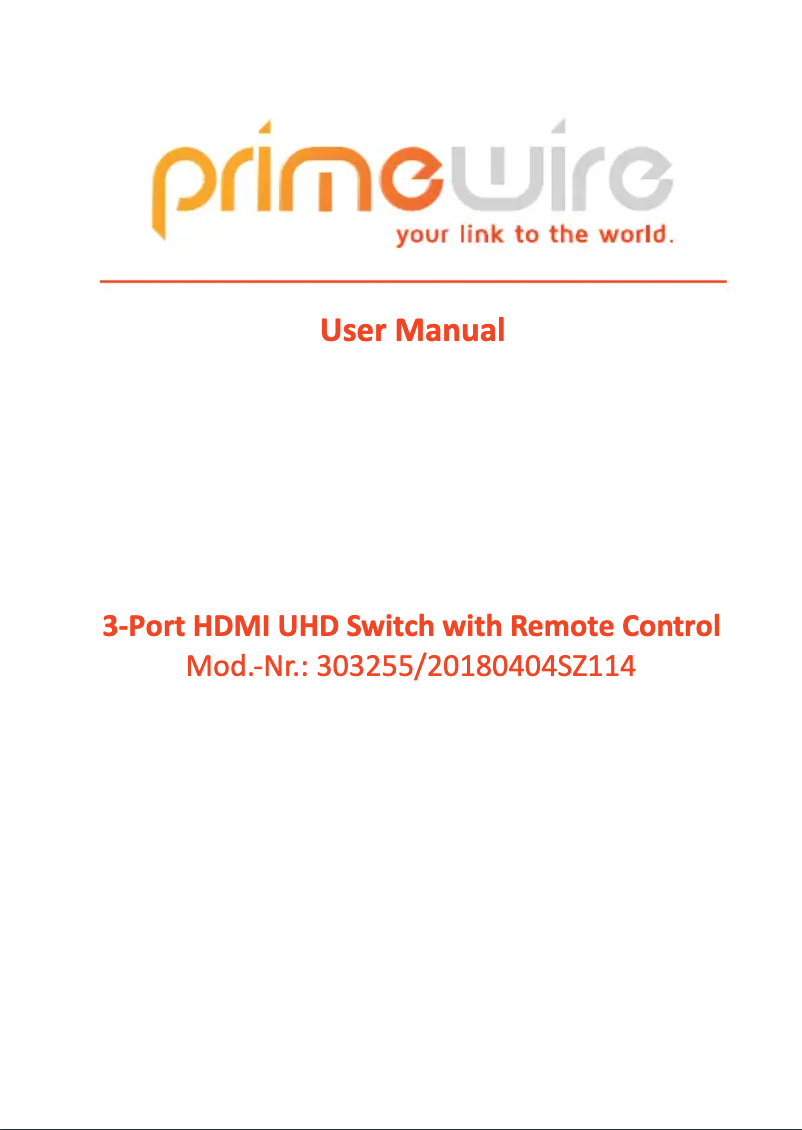 Page 1 of the manual User Manual Primewire 303255