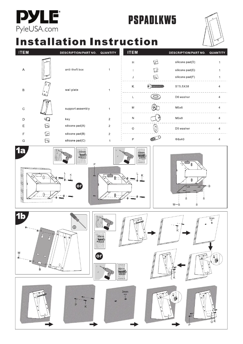First page image of the manual for PSPADLKW5