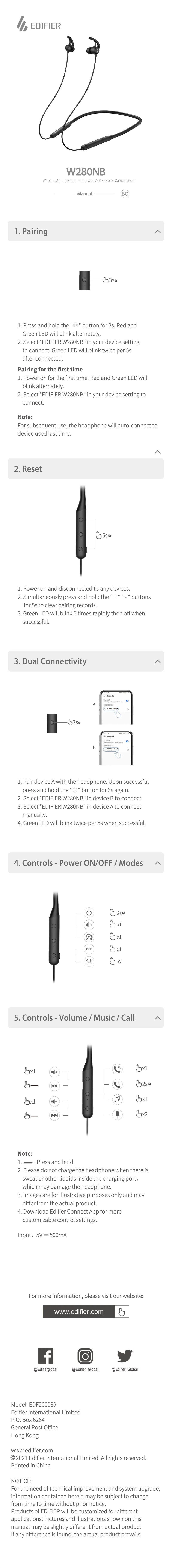 First page image of the manual for W280NB