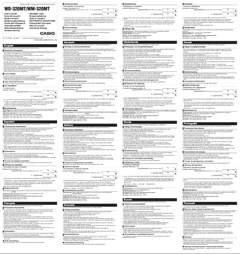 Page 1 de la notice Manuel utilisateur Casio WD-320MT