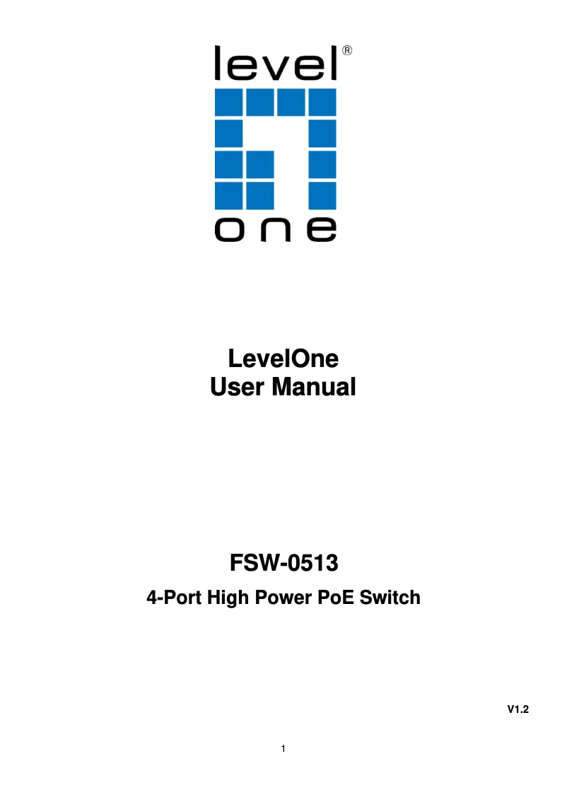 Page 1 of the manual User Manual LevelOne FSW-0503