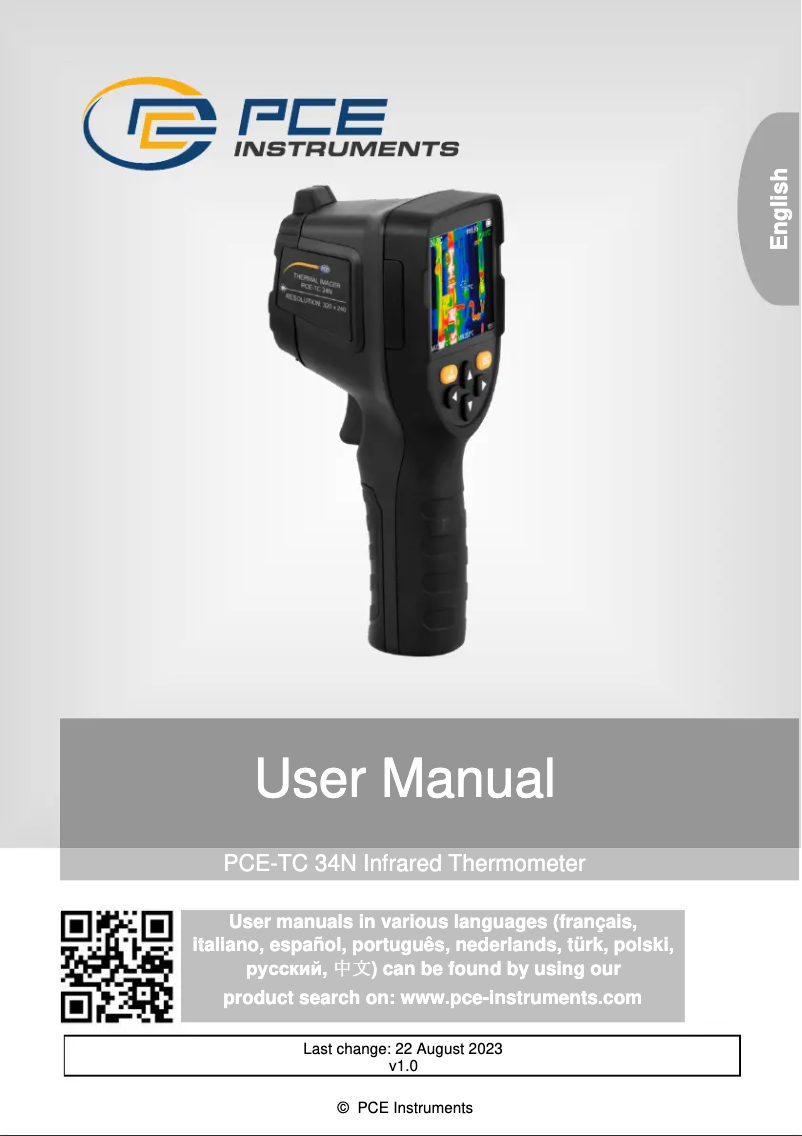 First page image of the manual for PCE-TC 34N