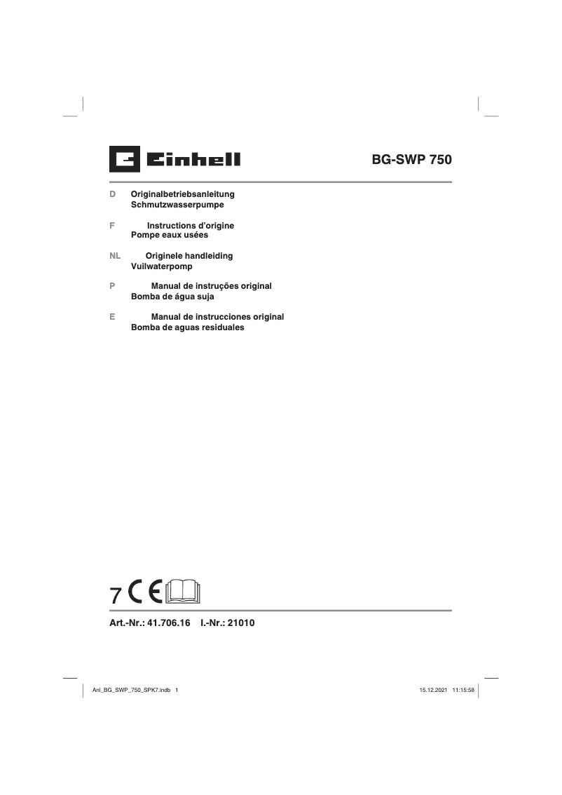 Page 1 of the manual User Manual Einhell BG-SWP 750