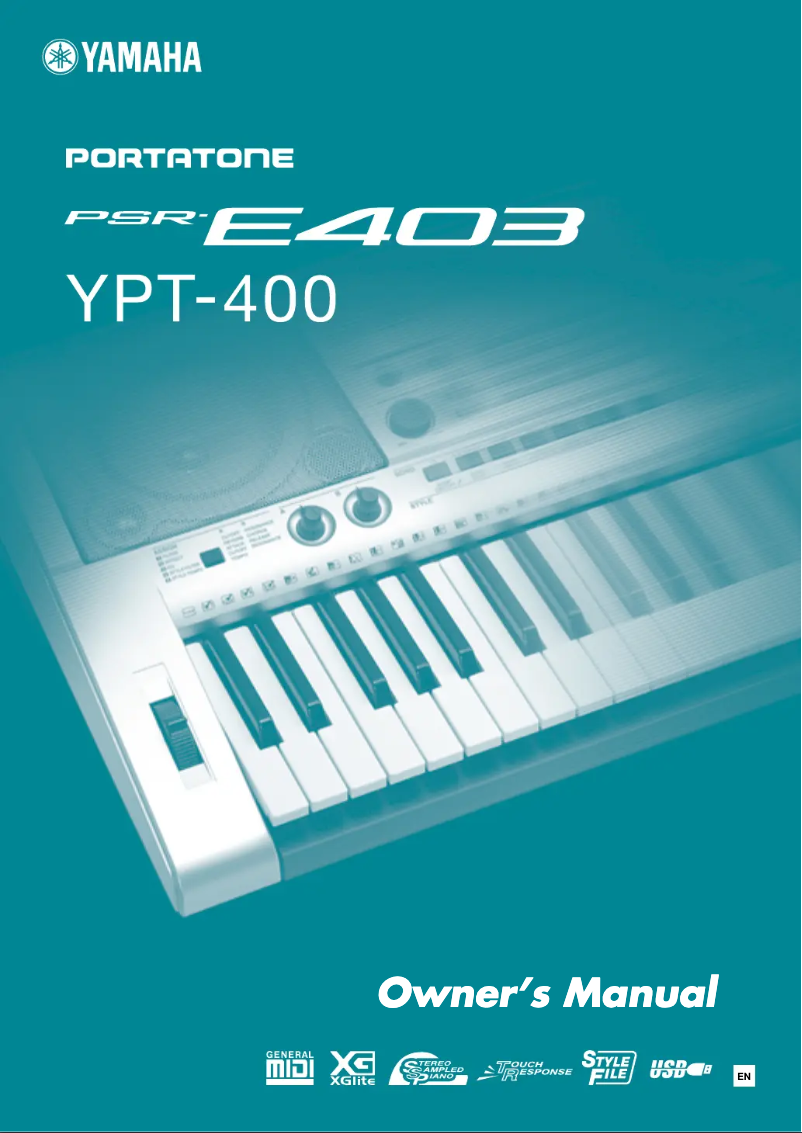 Page 1 of the manual User Manual Yamaha PSR-E403