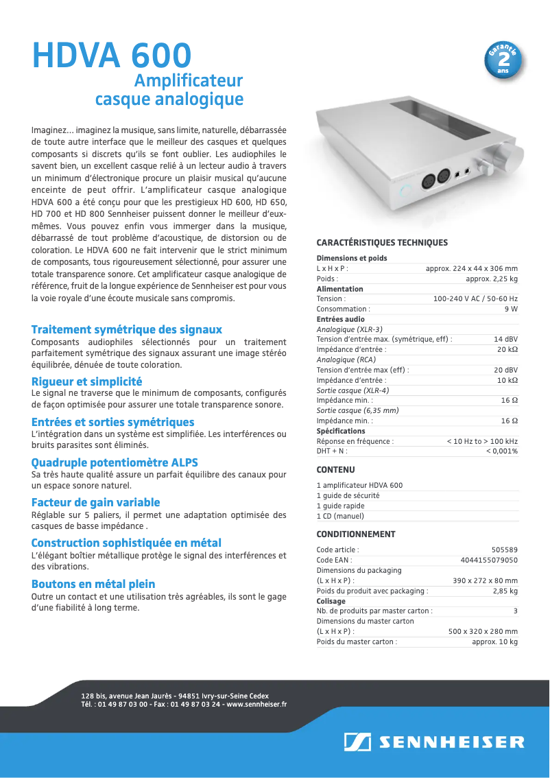 First page image of the manual for HDVA 600