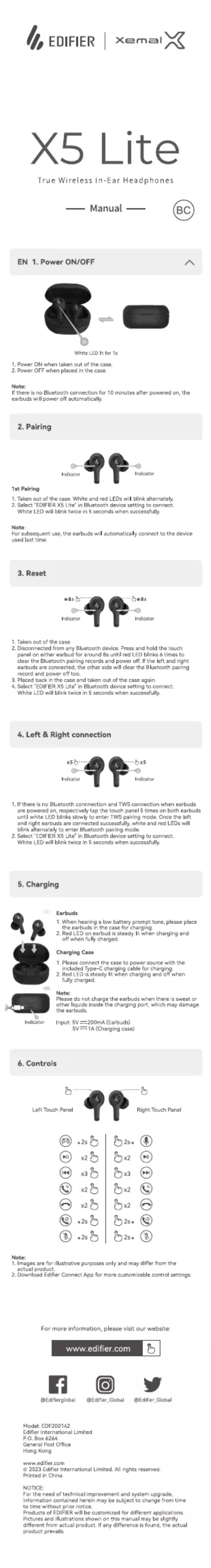 Page 1 of the manual User Manual Edifier X5 Lite