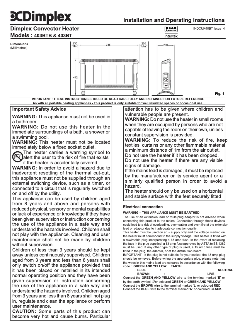First page image of the manual for 403BT