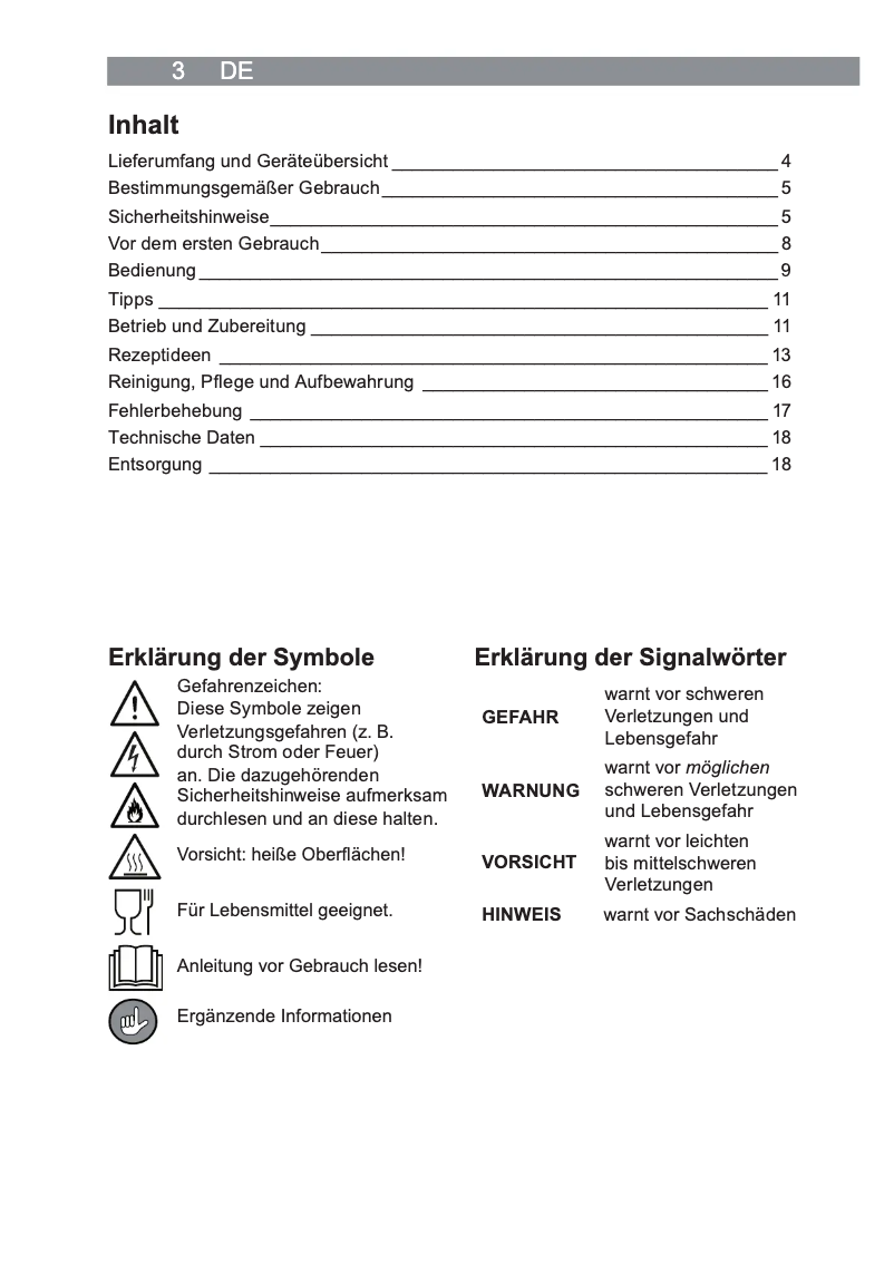 Page 1 of the manual User Manual Gourmetmaxx 02793