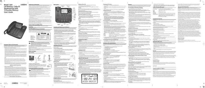 First page image of the manual for 1360BK