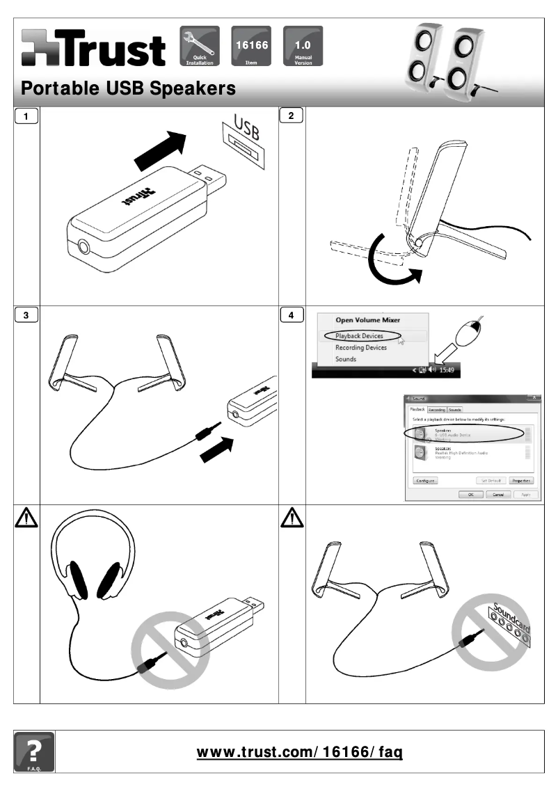 First page image of the manual for Portable Notebook Speakers